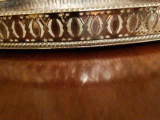 Vintage Silver Plated On Copper Engraved Serving Tray 3