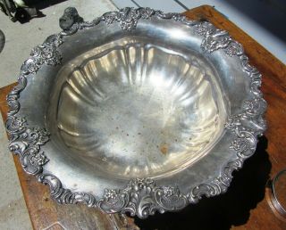 Very Fine Large Tall Vintage Wallace Baroque Footed Bowl / Dish Silver Plate