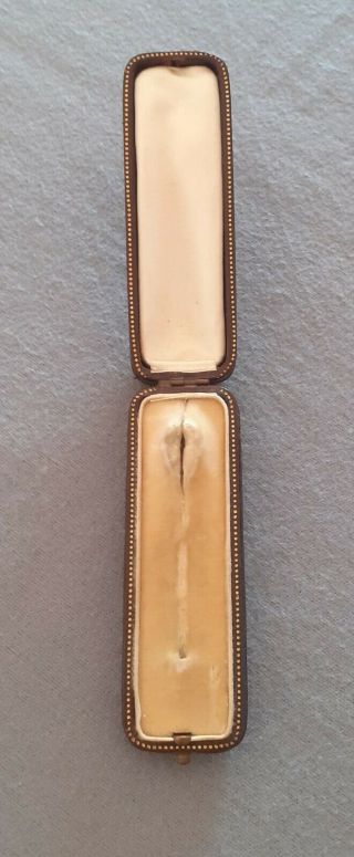 Antique 1900´s Portuguese Brown Leather Box Stick Pin Jewellery