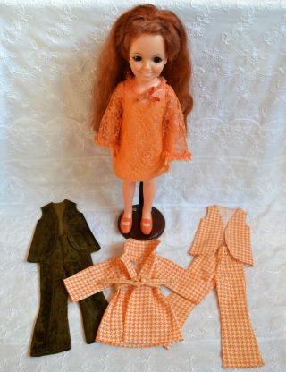 Vintage 1969 Ideal Crissy Doll 18” W/ Dress Shoes Extra Outfits