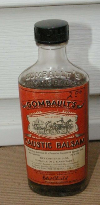 Vintage Gombaults Caustic Balsam Nos Store Stock Glass Bottle Gombault York