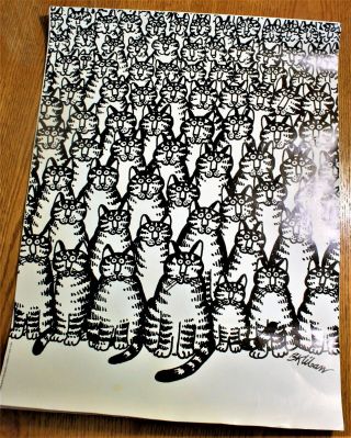 1977 B Kliban Cat Poster Workman Publishing 18 " X 24  Cat Stares "