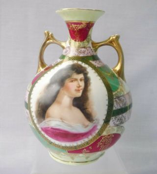 Antique Royal Vienna Porcelain Portrait Vase