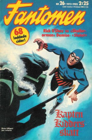 Vintage Rare 1973 No.  26 Fantomen Comic Book In Swedish Featuring Rick O 