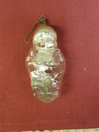 Antique German Christmas Ornament Of Boy In Stocking Cap Silver To Clear