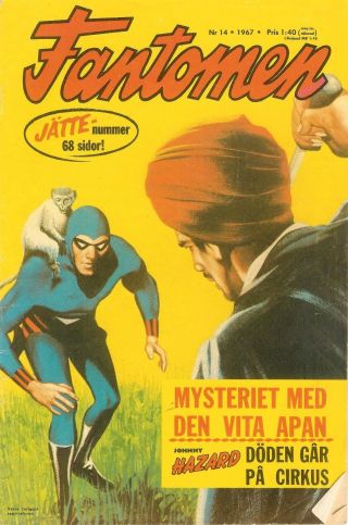 Vintage Rare 1967 No.  14 Fantomen Comic Book In Swedish Featuring Johnny Hazard