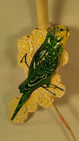 Rare Vintage Parakeet Hanging Wall Sconce Lamp 1950s Colorful Bird Parrot