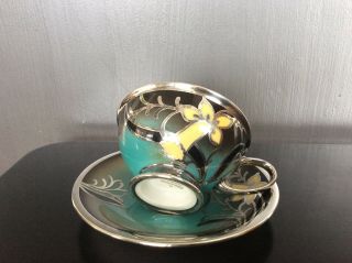Rare Spahr 1000 For Rosenthal Silver Overlay Demitasse Cup & Saucer