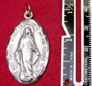 Carmelite Nuns Rare Vintage Bli Sterling Catholic Miraculous Medal Charm Pendant