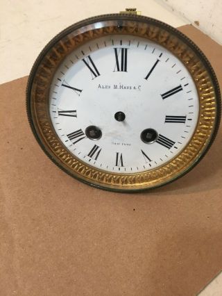 Antique French Mantle Clock Movement & Dial Japy Marti Era Alex Hayes Retailer