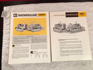 2 Rare 1968 Caterpillar Bulldozer Tractor D9h D9g Dealer Sales Brochure Ads