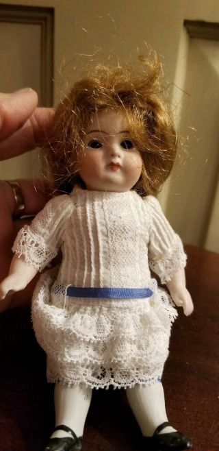 Antique Miniature Bisque Dollhouse Doll Sleep Eyes Germany Jointed 5 1/4 "