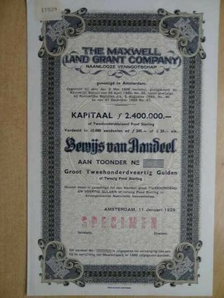 Mexico/netherlands: The Maxwell Land Grant Compagny.  Specium.  Amsterdam Rare