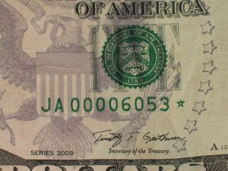 2009 $5 Star Note.  Rare Low Serial.  Low Run.  Circulated Frn.  Paper Money.