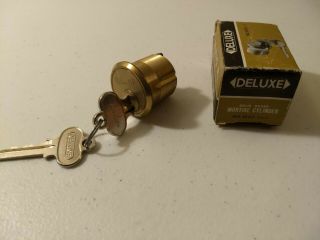 Vintage Solid Brass Deluxe Mortise Lock Cylinder W/2 Keys No.  1023