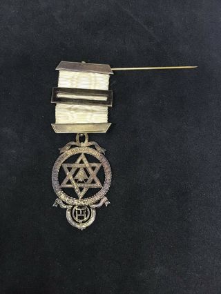 Antique English Sterling Silver Enamel Medal Masonic Star Of David Fraternal