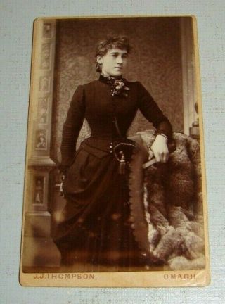 Antique Cdv Photograph Woman In Black - J J Thompson,  Omagh C1880