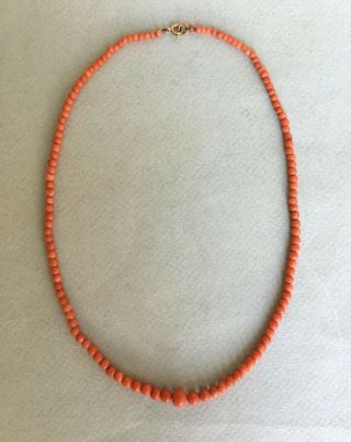 Antique Real Carved Coral Bead Necklace Carved Vintage Beaded Jewellery