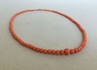 ANTIQUE REAL CARVED CORAL BEAD NECKLACE carved vintage beaded jewellery 2
