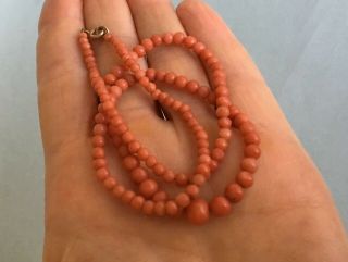 ANTIQUE REAL CARVED CORAL BEAD NECKLACE carved vintage beaded jewellery 3