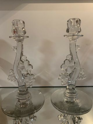 Rare Find Set Of Two - Heisey Georgian Elegant Glass Crystal Candle Holders