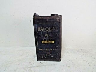 Early Havoline Motor Oil Can Indian Refining Co.  1 Gal Can 1930s Rare