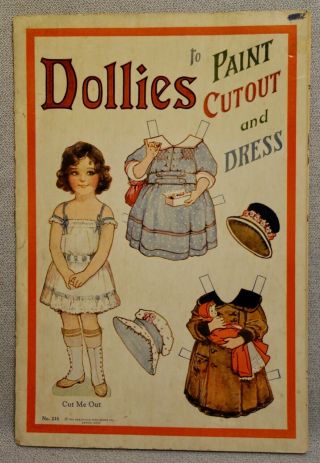 1928 Dollies To Paint Cut - Out & Dress Paper Doll Book - Rare Uncut