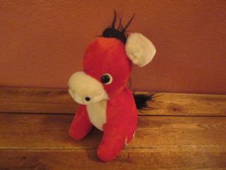 Vintage Herman Pecker Red Donkey Stuffed Animal Plush Toy 8 1/2 "