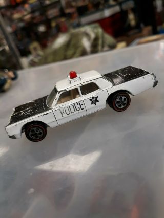 Rare Vintage 1968 Usa Hot Wheels Redline Police Cruiser Black/white W/white Int