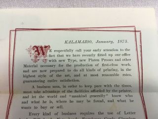 Antique Advertising Trade Card Ad with Letter dated 1875 Kalamazoo,  Mich AC101 2