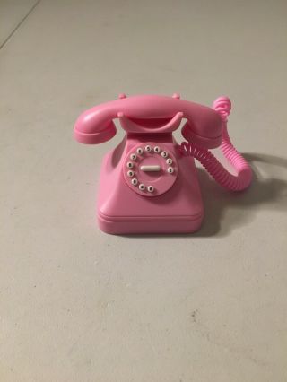 American Girl Doll Accessory - - Nightstand And Lamp Set Pink Rotary Telephone