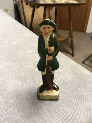 Vintage Antique 3.  5 " Cast Iron Revolutionary War Soldier Minuteman