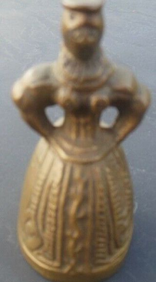 Vintage Antique Solid Brass Woman Bell - Made In England 3.  25 "