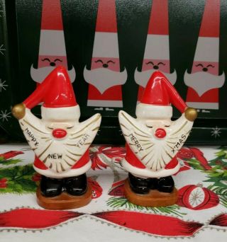 Vtg Kreiss Holt Howard Salt & Pepper Shakers Xmas Santa Year Rare 1950s/60s