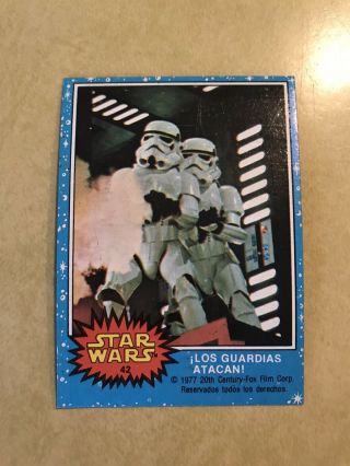 1977 Topps Star Wars Series 1 Card 42 “stormtroopers Attack” In Spanish - Rare