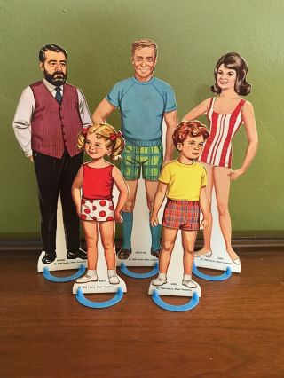 1968 Whitman " Family Affair " Paper Dolls All 5 Clothing Plastic Stands