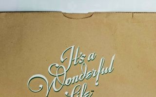 2 Vintage ' It ' s A Wonderful Life ' Brown Paper Sack & 1 Placemat From Target Rare 3