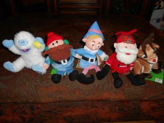 Rare Set/5 2000 Gemmy Stuffins Rudolph 8 " Talking Toys Rudolph Santa Hermey