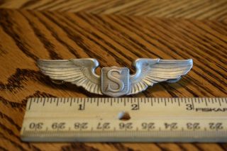 Vintage Wwii Usaf Army Air Force 3 " Service Pilot Wings S Pin Sterling Rare Find