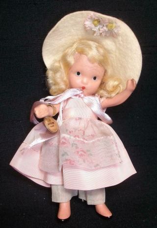 Bisque Nancy Ann Storybook Doll Mistress Mary 119 Jtd.  Legs Wrist Tag 5.  5 In.