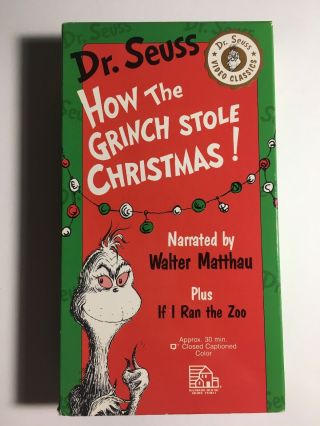 Dr.  Seuss How The Grinch Stole Christmas Vhs 1992 Rare Walter Matthau Zoo