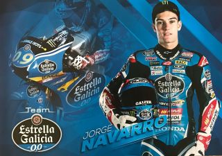 Jorge Navarro Un Signed Estrella Galicia 2016 Poster Motogp Moto3 Very Rare.