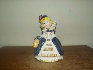 Vintage 1950s Rare Kreiss Christmas Ceramic Caroling Angel Girl In Blue Figure