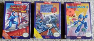 Mega Man 2 3 4 Nes Capcom Nintendo Usa Rare Boxes No Game