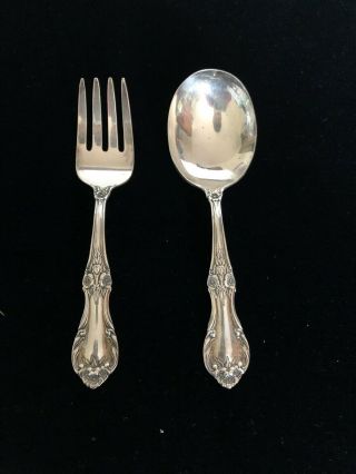 Vtg International Wild Rose Sterling Silver Baby Fork And Spoon Set 36