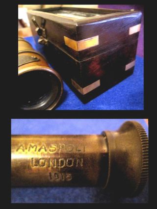 To Her Majesty ' s ROYAL NAVY A.  Maspoli 30 Halborn Brass Spyglass w/Wooden Box 3
