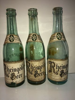 Rare Rheingold Liebmann Pre Prohibition Paper Label Beer Bottles