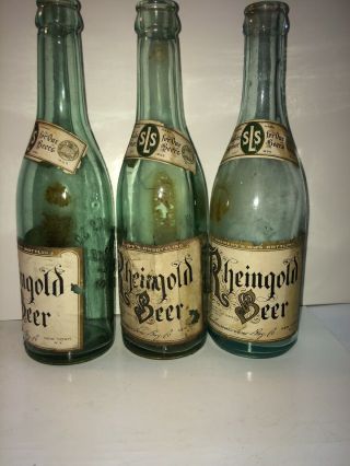 Rare Rheingold Liebmann Pre Prohibition Paper Label Beer Bottles 3