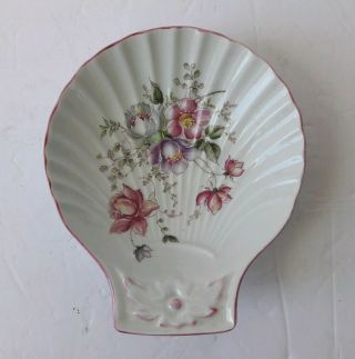 Pillivuyt France Porcelain Depuis 1818 Floral Oyster Shell Serving Dish Platter
