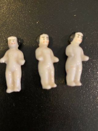 4 Antique Porcelain Miniature Dolls.  3 Singles And 1 Double